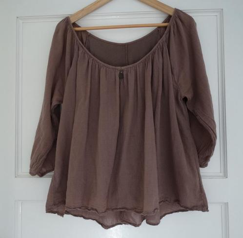 Wijde bruin beige top 3/4 mouwen katoen maat M 2 laags, Kleding | Dames, Tops, Gedragen, Maat 38/40 (M), Bruin, Lange mouw, Ophalen of Verzenden
