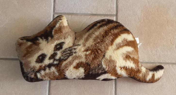 Retro Kussen Kat - Das Echte? - 100% schapenwol, Huis en Inrichting, Woonaccessoires | Kussens, Gebruikt, Bruin, Overige vormen