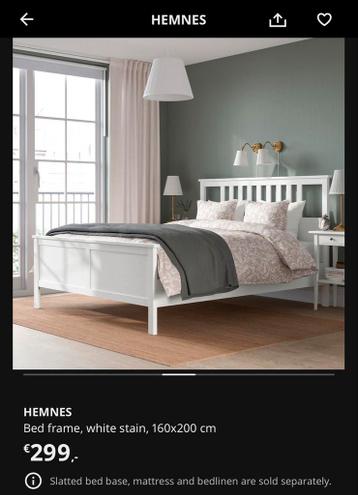 Ikea Bedframe 160x200 + Slattenbodem - afbeelding 2