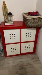 Ikea Rode Blokkenkast met 4 Witte Kisten, Huis en Inrichting, Kunststof, Gebruikt, Minder dan 100 cm, Met lade(s)