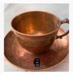 Brocante koperen oosterse kop en schotel (12,5 cm), Ophalen of Verzenden, Koper