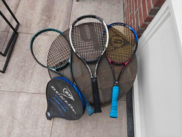 3 tennis rackets en 1 padel, Sport en Fitness, Tennis, Gebruikt, Racket, Dunlop, Ophalen of Verzenden