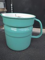 Mintgroene Emaille Melkkookpan - 20 cm, Antiek en Kunst, Antiek | Emaille, Ophalen of Verzenden