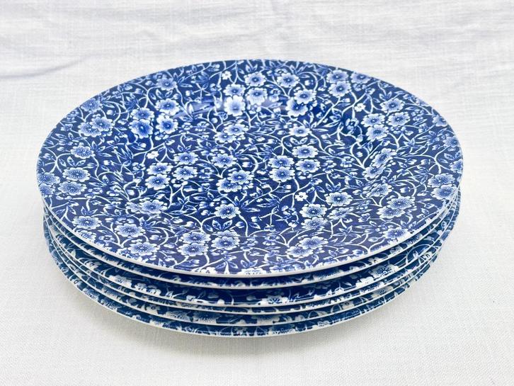 Burleigh - Blue Calico - Plates (22,5 cm), Huis en Inrichting, Keuken | Servies, Gebruikt, Bord(en), Overige stijlen, Aardewerk