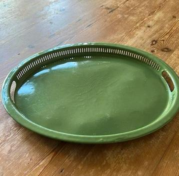 Emaille dienblad reseda groen bijzonder beschikbaar voor biedingen