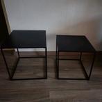 Zwarte bijzettafeltjes set van 2, 45 tot 60 cm, Minder dan 55 cm, Metaal of Aluminium, Rond
