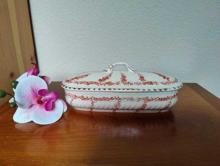 Antieke brocante kammenbakje, met mooie rode bloemenrand, Antiek en Kunst, Curiosa en Brocante, Verzenden