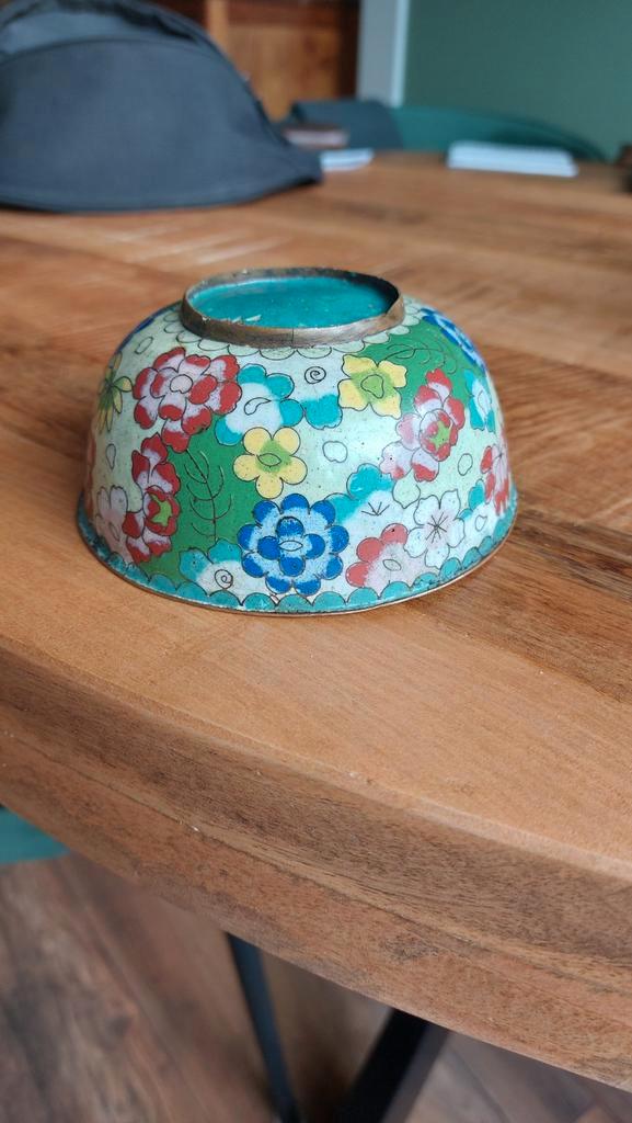Cloisonne Kommetje met Bloemen, Antiek en Kunst, Antiek | Emaille, Ophalen of Verzenden