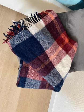 Vintage plaid/deken, geruit met franjes beschikbaar voor biedingen