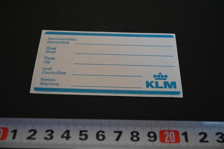 sticker KLM label  BW977, Verzamelen, Stickers, Zo goed als nieuw, Ophalen