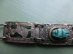 Vintage Armband antiek Egyptische motieven en Scarabeëen, Overige materialen, Zilver, Verzenden