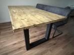 Houten eetkamertafel in industriële stijl, Huis en Inrichting, Ophalen, 200 cm of meer, 50 tot 100 cm, Zo goed als nieuw