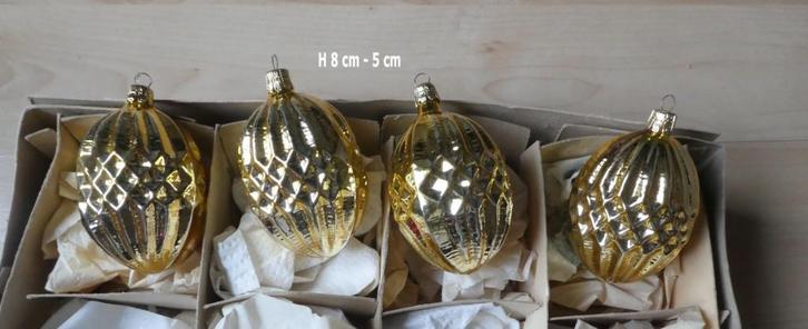 Gouden glazen vintage kerstballen eikels., Diversen, Kerst, Zo goed als nieuw, Ophalen of Verzenden
