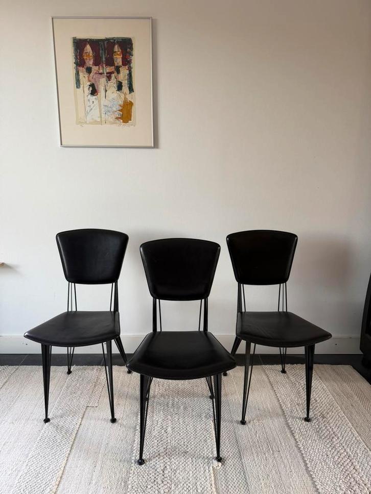 3x Fasem T38 designstoelen - Archirivolto, Huis en Inrichting, Stoelen, Gebruikt, Drie, Metaal, Zwart, Ophalen