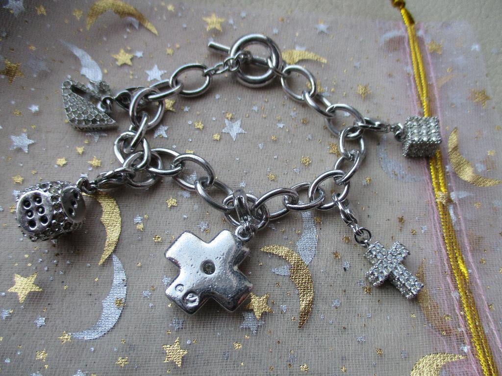 swarovski crystal bedel armband, Ophalen of Verzenden, Zo goed als nieuw, Met bedels of kralen, Zilver