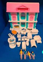 Inklapbaar poppenhuis met meubels en poppetjes, Ophalen of Verzenden, Gebruikt, Poppenhuis