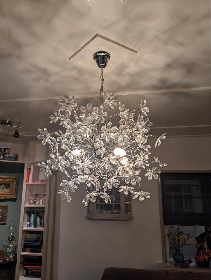 Bloemen Hanglamp - Sfeervolle Verlichting, Huis en Inrichting, Lampen | Hanglampen, Zo goed als nieuw, Minder dan 50 cm, Glas