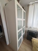 Witte kledingkast met glazen deuren, Huis en Inrichting, Kasten | Kledingkasten, Ophalen, Overige materialen, 100 tot 150 cm, Zo goed als nieuw
