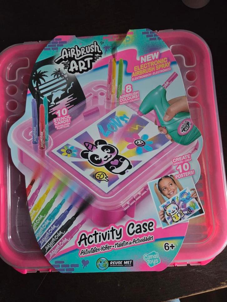 Airbrush Art Activity Case - Nieuw!, Kinderen en Baby's, Speelgoed | Educatief en Creatief, Nieuw, Knutselen, Ontdekken, Met geluid