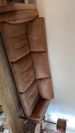 Cognac Leren bank 3-mans, Ophalen, 250 tot 300 cm, Gebruikt, 100 tot 125 cm