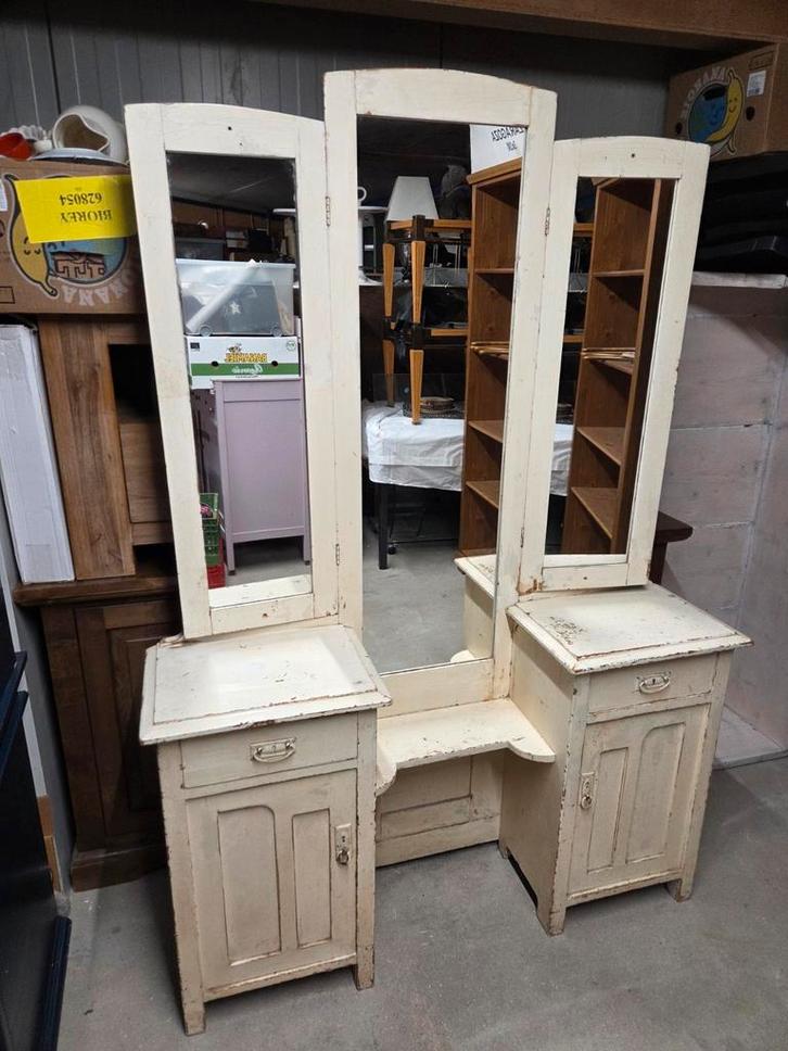 Vintage kaptafel met spiegel (van Dijk & Ko ), Huis en Inrichting, Kasten | Dressoirs, Gebruikt, 100 tot 150 cm, 25 tot 50 cm