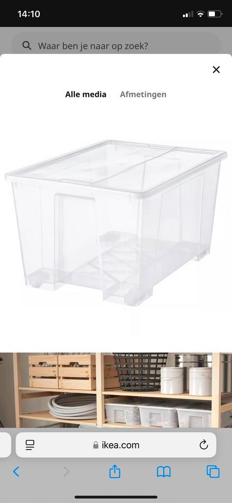 2 IKEA Samla Opbergbakken met Deksel, Huis en Inrichting, Woonaccessoires | Kisten, Gebruikt, Minder dan 50 cm, 50 tot 75 cm, 50 tot 100 cm