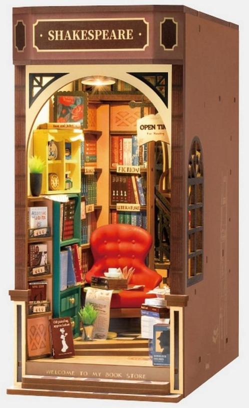 Robotime Book Nook Shakespeare's Bookstore, Hobby en Vrije tijd, Knutselen, Nieuw, Materiaal, Ophalen of Verzenden