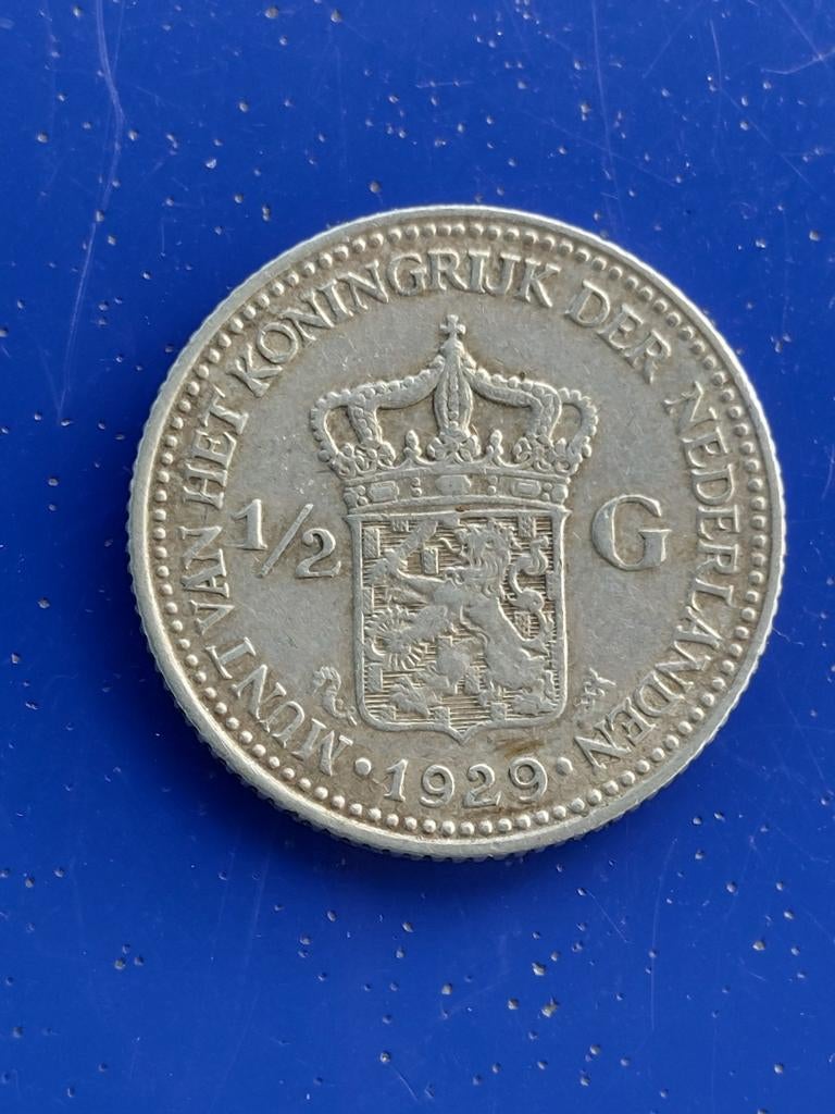 Zilveren halve gulden 1929 - Wilhelmina, Postzegels en Munten, Munten | Nederland, ½ gulden, Zilver, Ophalen of Verzenden, Koningin Wilhelmina