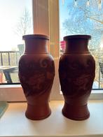Chinese vazen met drakenmotief, Huis en Inrichting, Woonaccessoires | Vazen, Gebruikt, Overige kleuren, Aardewerk of Porselein