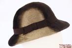 kleine Vintage Dameshoed donker en licht bruin haarvilt 54, 134 t/m 140, Gebruikt, Meisje, Hoed