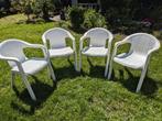 4 Witte stapelbare tuinstoelen, Tuin en Terras, Tuinstoelen, Ophalen, Gebruikt, Kunststof, Stapelbaar
