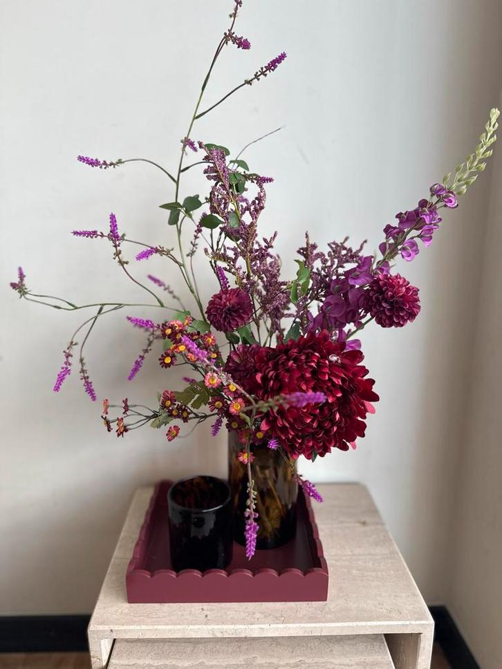 Zijden Boeket met Vaas - Prachtig!, Huis en Inrichting, Woonaccessoires | Kunstplanten en Kunstbloemen, Zo goed als nieuw, Binnen