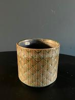 Bloempot, bruin blauw, Tuin en Terras, Bloempotten, Ophalen, Rond, Zo goed als nieuw, Aardewerk