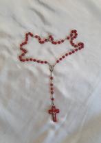 Rozenkrans Maria en Jezus van rode houtenkralen, Ophalen of Verzenden, Zo goed als nieuw, Rood, Overige materialen