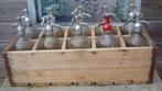 brocante houten krat met 10 flessen., Ophalen
