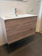 Badmeubel met hoge kast, spiegel en kraan, Ophalen, Zo goed als nieuw, 75 tot 100 cm, 150 tot 200 cm
