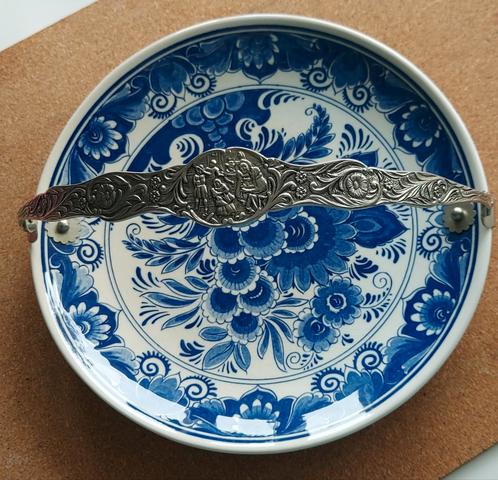 Delfts Blauw Bonbonschaal met Zilveren Handvat, Antiek en Kunst, Antiek | Schalen, Ophalen of Verzenden