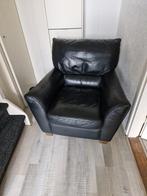 zwarte leren fauteuil, Huis en Inrichting, Fauteuils, Ophalen, Gebruikt, Lounge, 75 tot 100 cm