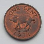1 Cent 1971 Bermuda Oude Vintage Munt Varken Zwijn Elizabeth, Ophalen of Verzenden