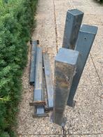 Ijzeren palen voor bordes/terras 7 stuks, Tuin en Terras, Palen, Balken en Planken, Ophalen, Gebruikt, Minder dan 180 cm, Palen