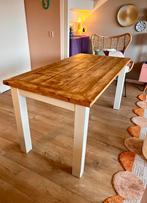 Houten Eettafel met witte poten 150x90 cm, Huis en Inrichting, Tafels | Eettafels, Gebruikt, 100 tot 150 cm, Eikenhout, Ophalen of Verzenden