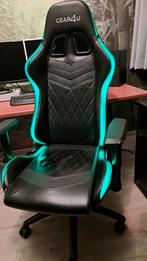 Gamestoel Gear4U, met ledlichten (RGB), Ophalen, Gebruikt, Zwart, Gaming bureaustoel