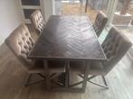 Visgraat Eettafel + 4 Stoelen, Huis en Inrichting, Ophalen, Gebruikt