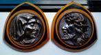 2 Antieke Jugendstil Wandplaquettes - Jezus & Maria - 25CM, Antiek en Kunst, Antiek | Religie, Ophalen of Verzenden