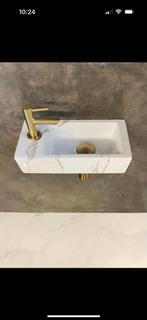 Fonteinset Rhea S mini carrara links, geborsteld messing, Minder dan 50 cm, Nieuw, Ophalen of Verzenden, Minder dan 25 cm