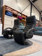 2 Jori Yoga Relaxfauteuils zwart leer Design draai stoelen
