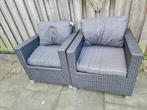 Lounge balkonset wicker grijs 2-delig met kussens, Ophalen of Verzenden, Zo goed als nieuw, Wicker