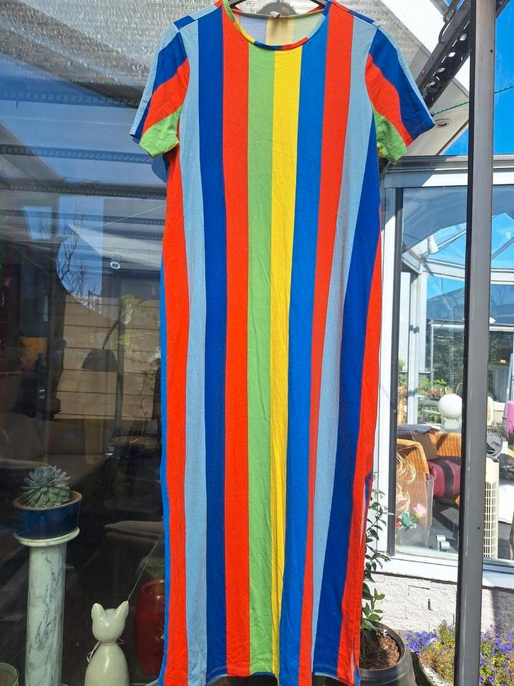 Maxi jurk t'shirt stof 44, Kleding | Dames, Jurken, Zo goed als nieuw, Maat 42/44 (L), Blauw, Onder de knie, Ophalen of Verzenden