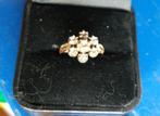 Antieke 14 K ring met rozette van roos diamanten, Verzenden, Goud, Ring, Met edelsteen