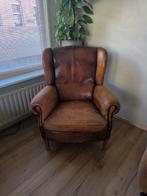 Oude leren fauteuil, Huis en Inrichting, Fauteuils, Ophalen, Gebruikt, 75 tot 100 cm, 50 tot 75 cm